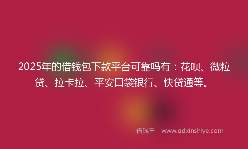 2025年的借钱包下款平台可靠吗有：花呗、微粒贷、拉卡拉、平安口袋银行、快贷通等。