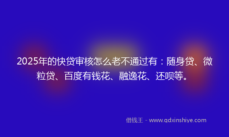 2025年的快贷审核怎么老不通过有：随身贷、微粒贷、百度有钱花、融逸花、还呗等。