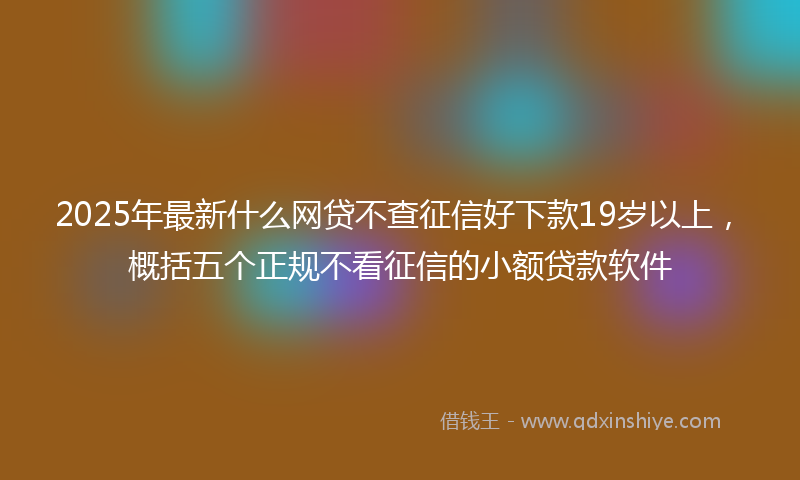 2025年最新什么网贷不查征信好下款19岁以上，概括五个正规不看征信的小额贷款软件