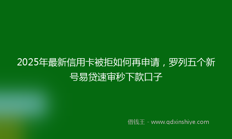 2025年最新信用卡被拒如何再申请，罗列五个新号易贷速审秒下款口子