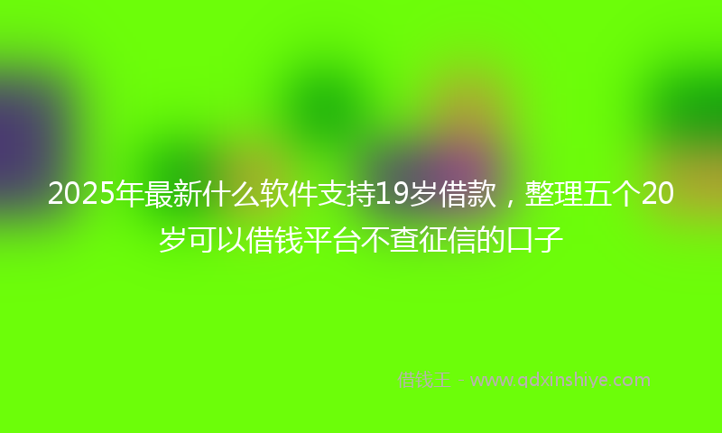 2025年最新什么软件支持19岁借款，整理五个20岁可以借钱平台不查征信的口子