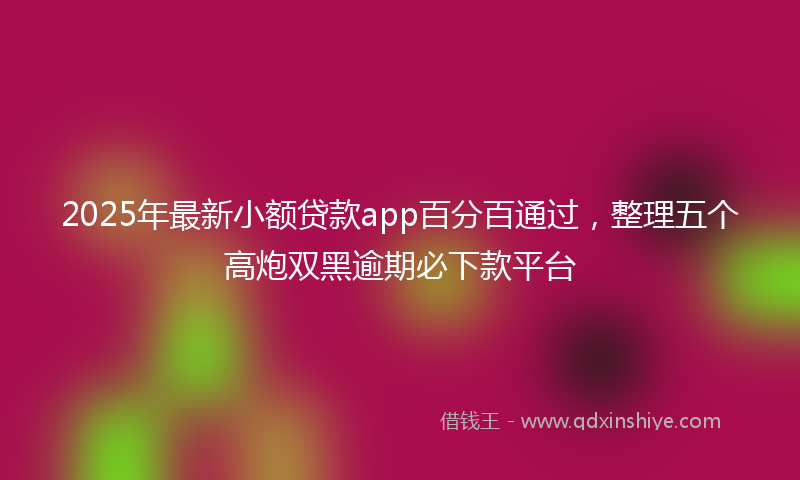 2025年最新小额贷款app百分百通过，整理五个高炮双黑逾期必下款平台