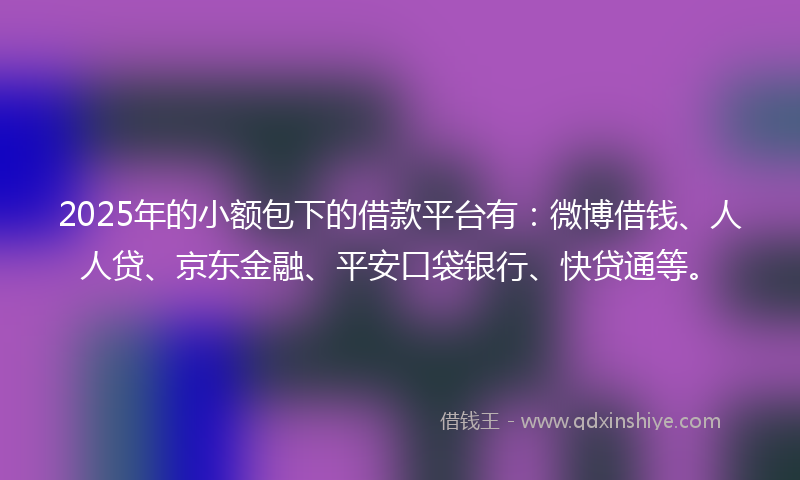 2025年的小额包下的借款平台有：微博借钱、人人贷、京东金融、平安口袋银行、快贷通等。