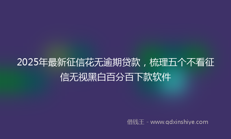 2025年最新征信花无逾期贷款，梳理五个不看征信无视黑白百分百下款软件