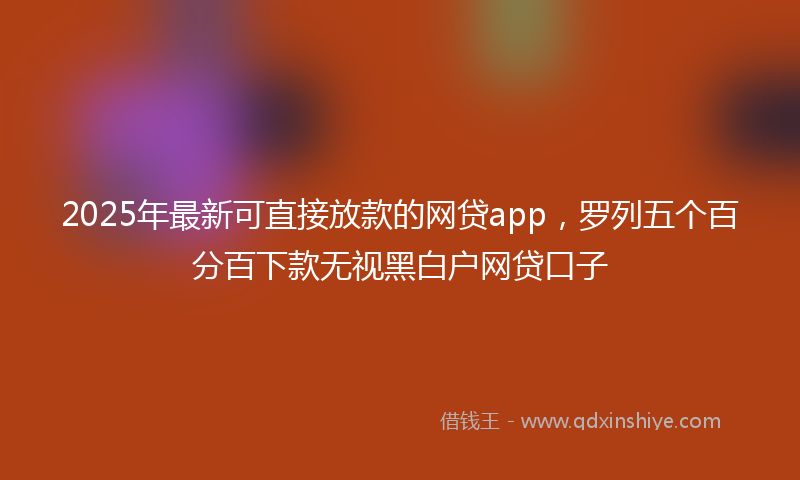 2025年最新可直接放款的网贷app，罗列五个百分百下款无视黑白户网贷口子