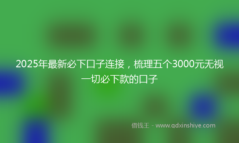 2025年最新必下口子连接，梳理五个3000元无视一切必下款的口子