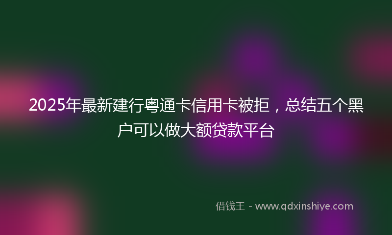 2025年最新建行粤通卡信用卡被拒，总结五个黑户可以做大额贷款平台