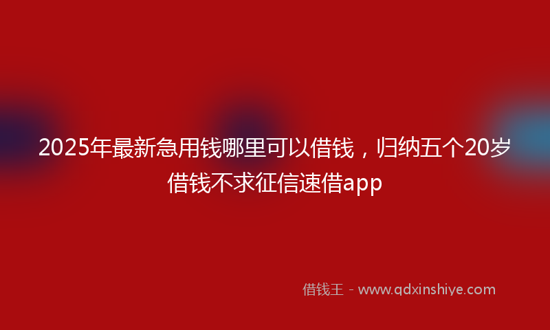2025年最新急用钱哪里可以借钱，归纳五个20岁借钱不求征信速借app