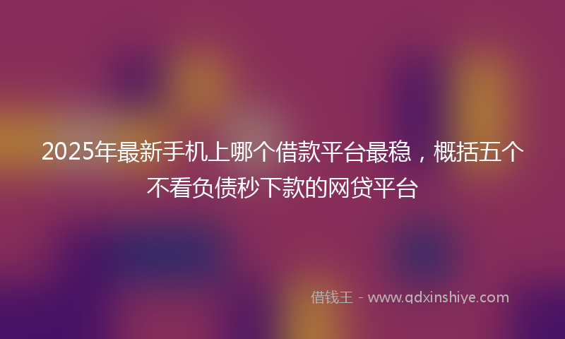 2025年最新手机上哪个借款平台最稳，概括五个不看负债秒下款的网贷平台