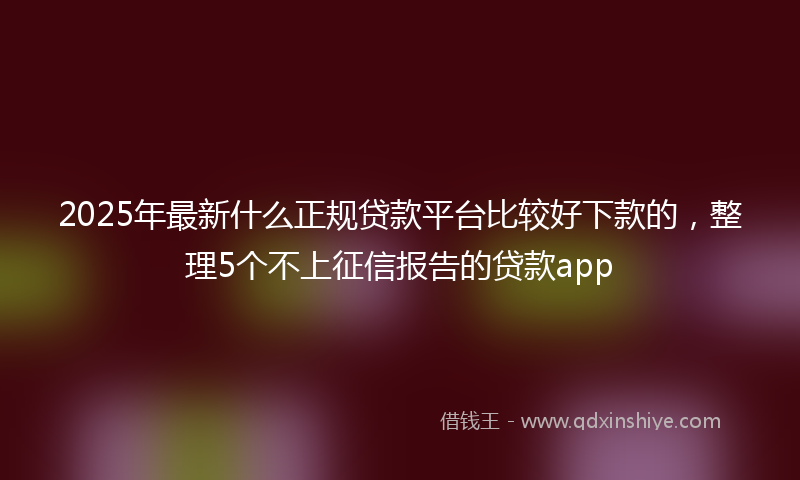 2025年最新什么正规贷款平台比较好下款的，整理5个不上征信报告的贷款app