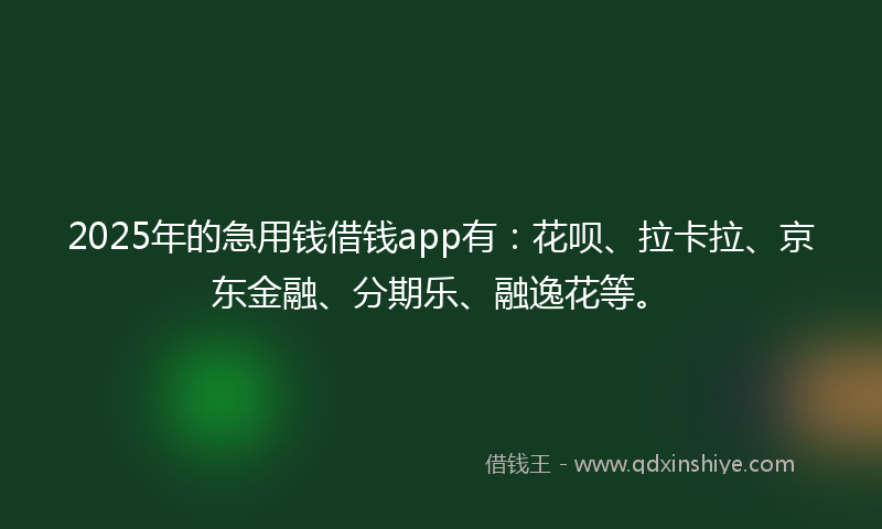 2025年的急用钱借钱app有：花呗、拉卡拉、京东金融、分期乐、融逸花等。