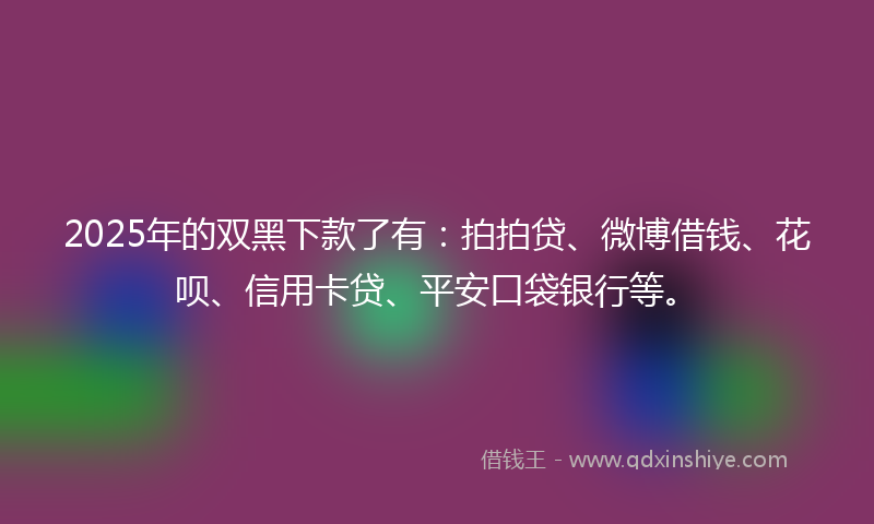 2025年的双黑下款了有：拍拍贷、微博借钱、花呗、信用卡贷、平安口袋银行等。