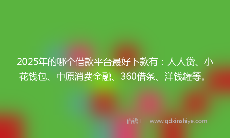 2025年的哪个借款平台最好下款有：人人贷、小花钱包、中原消费金融、360借条、洋钱罐等。