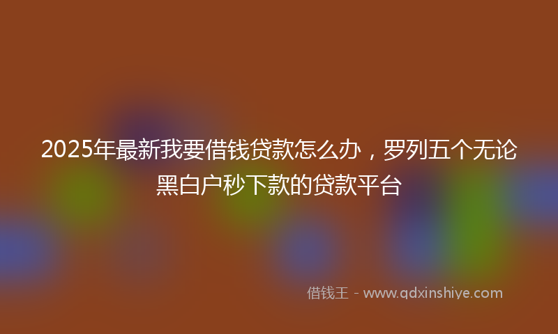 2025年最新我要借钱贷款怎么办，罗列五个无论黑白户秒下款的贷款平台