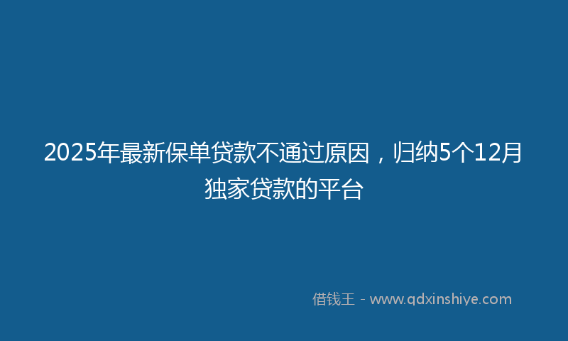 2025年最新保单贷款不通过原因，归纳5个12月独家贷款的平台