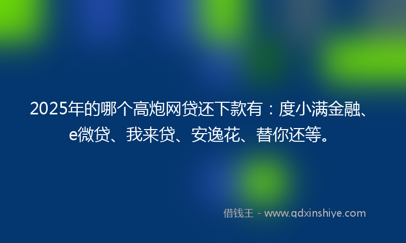 2025年的哪个高炮网贷还下款有：度小满金融、e微贷、我来贷、安逸花、替你还等。