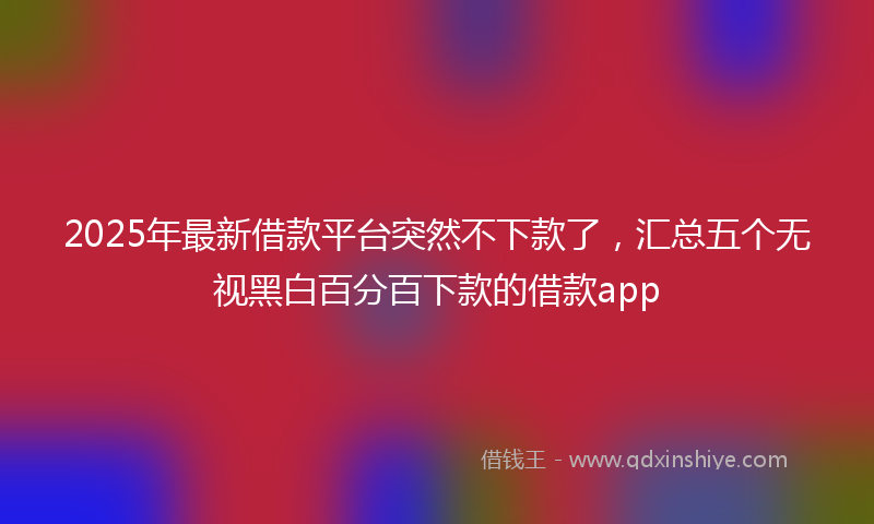 2025年最新借款平台突然不下款了，汇总五个无视黑白百分百下款的借款app