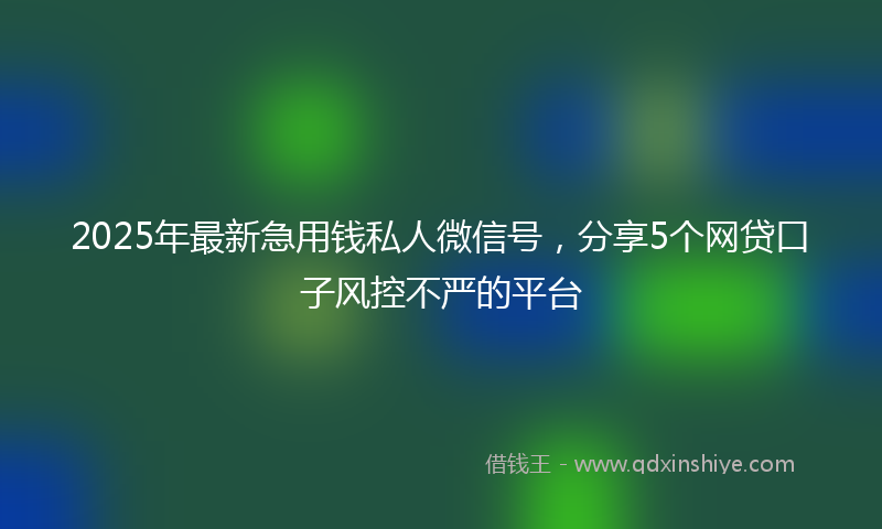 2025年最新急用钱私人微信号，分享5个网贷口子风控不严的平台