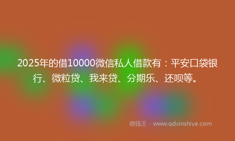 2025年的借10000微信私人借款有：平安口袋银行、微粒贷、我来贷、分期乐、还呗等。