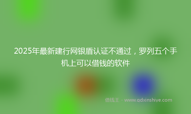 2025年最新建行网银盾认证不通过，罗列五个手机上可以借钱的软件