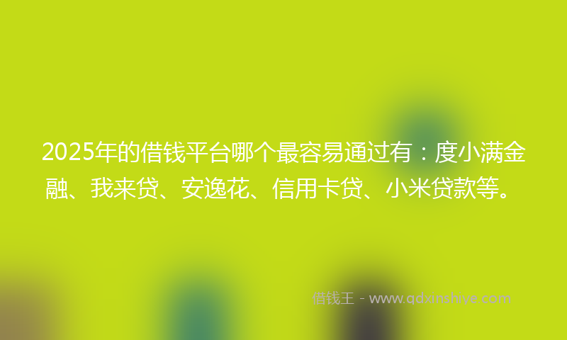 2025年的借钱平台哪个最容易通过有：度小满金融、我来贷、安逸花、信用卡贷、小米贷款等。