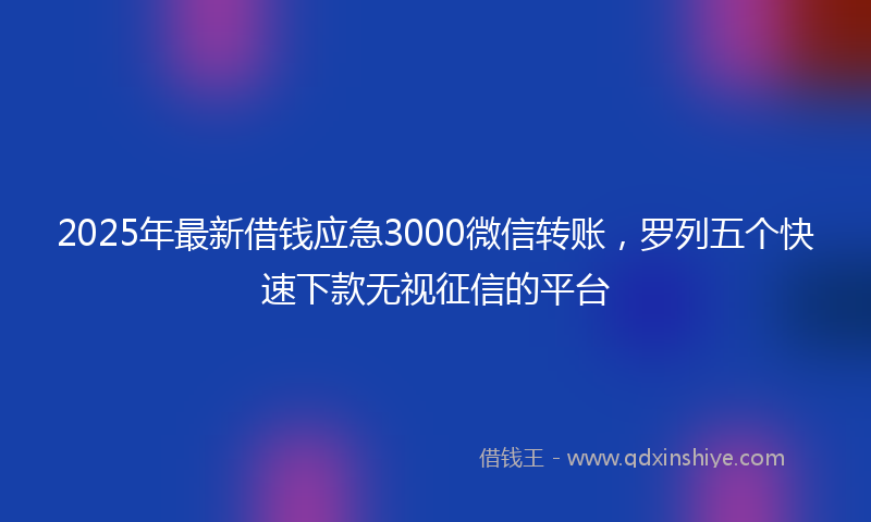 2025年最新借钱应急3000微信转账，罗列五个快速下款无视征信的平台