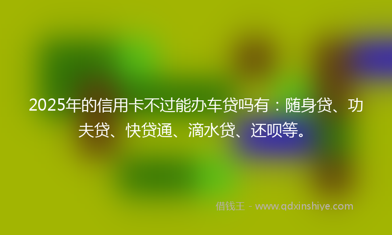2025年的信用卡不过能办车贷吗有：随身贷、功夫贷、快贷通、滴水贷、还呗等。