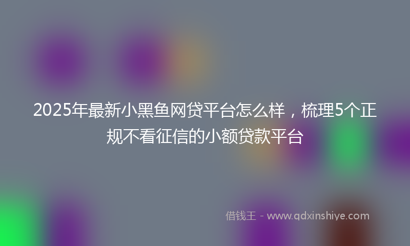 2025年最新小黑鱼网贷平台怎么样，梳理5个正规不看征信的小额贷款平台