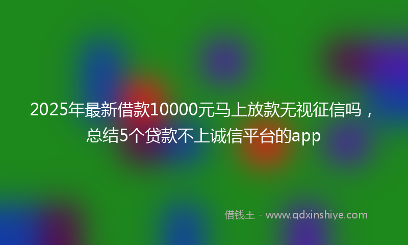 2025年最新借款10000元马上放款无视征信吗，总结5个贷款不上诚信平台的app