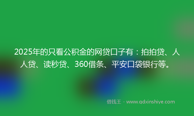 2025年的只看公积金的网贷口子有：拍拍贷、人人贷、读秒贷、360借条、平安口袋银行等。