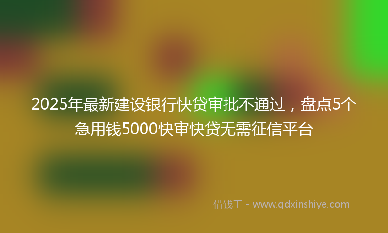 2025年最新建设银行快贷审批不通过，盘点5个急用钱5000快审快贷无需征信平台