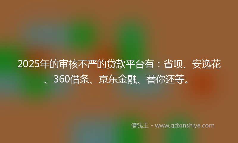 2025年的审核不严的贷款平台有：省呗、安逸花、360借条、京东金融、替你还等。