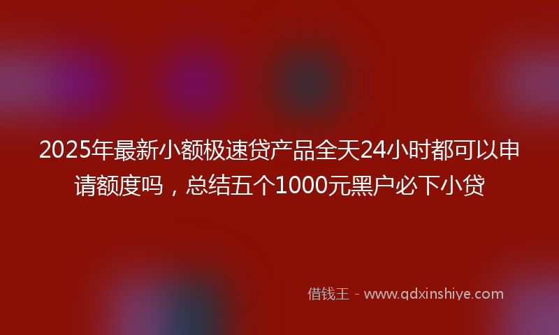 2025年最新小额极速贷产品全天24小时都可以申请额度吗，总结五个1000元黑户必下小贷