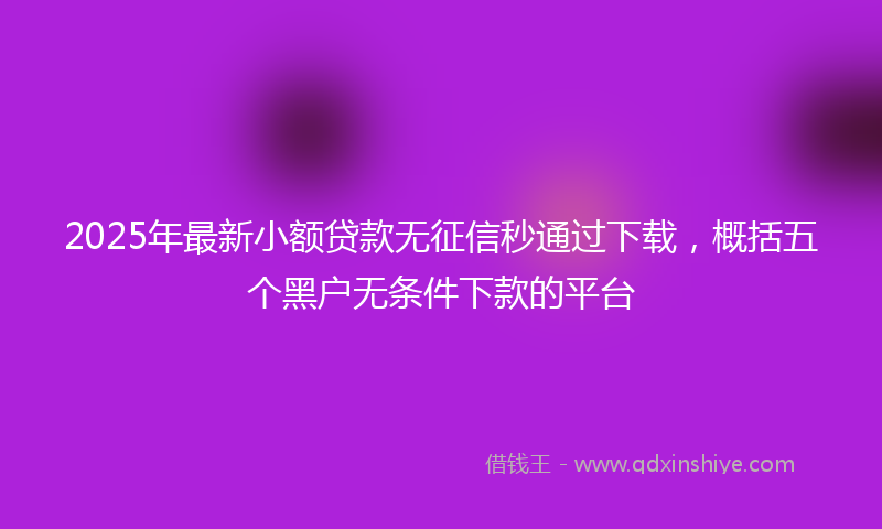 2025年最新小额贷款无征信秒通过下载，概括五个黑户无条件下款的平台