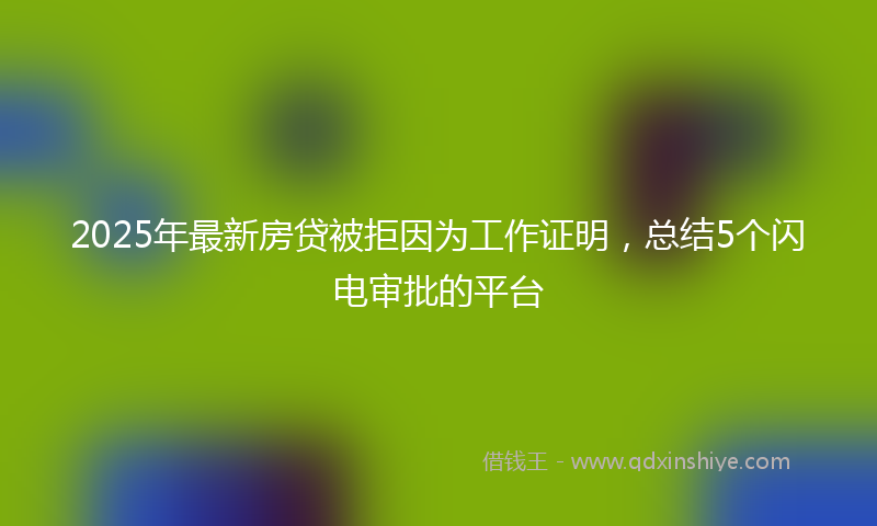 2025年最新房贷被拒因为工作证明，总结5个闪电审批的平台