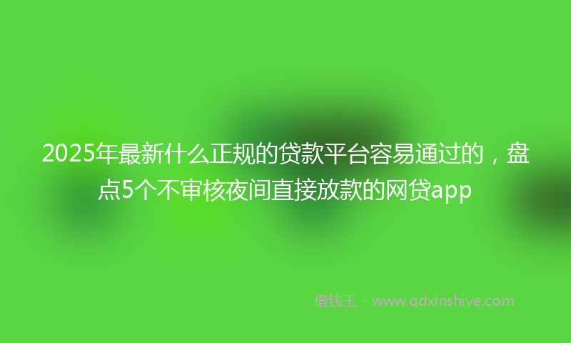 2025年最新什么正规的贷款平台容易通过的，盘点5个不审核夜间直接放款的网贷app