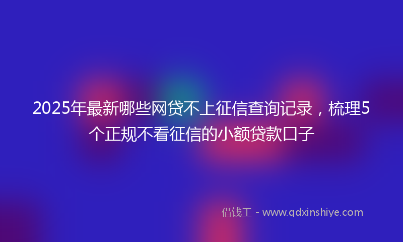 2025年最新哪些网贷不上征信查询记录，梳理5个正规不看征信的小额贷款口子