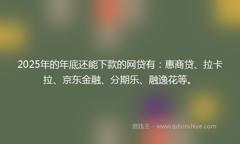 2025年的年底还能下款的网贷有：惠商贷、拉卡拉、京东金融、分期乐、融逸花等。
