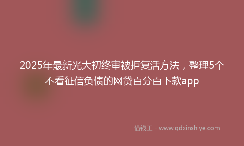 2025年最新光大初终审被拒复活方法，整理5个不看征信负债的网贷百分百下款app