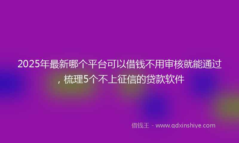 2025年最新哪个平台可以借钱不用审核就能通过，梳理5个不上征信的贷款软件