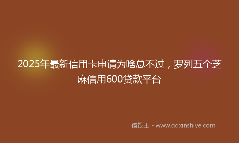 2025年最新信用卡申请为啥总不过，罗列五个芝麻信用600贷款平台