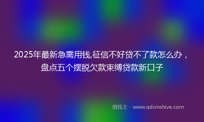 2025年最新急需用钱,征信不好贷不了款怎么办，盘点五个摆脱欠款束缚贷款新口子