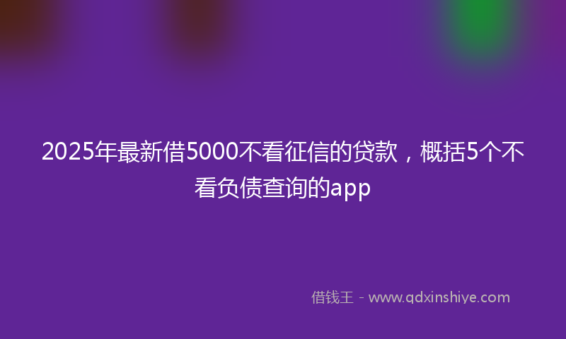 2025年最新借5000不看征信的贷款，概括5个不看负债查询的app