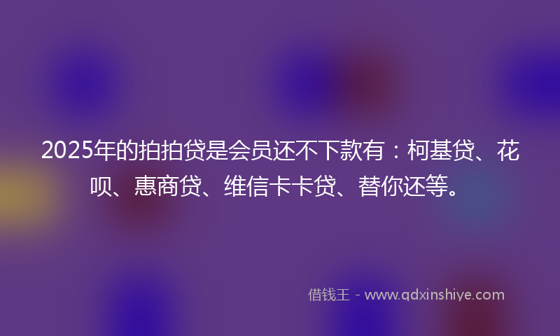 2025年的拍拍贷是会员还不下款有：柯基贷、花呗、惠商贷、维信卡卡贷、替你还等。