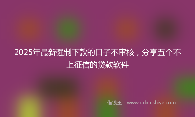 2025年最新强制下款的口子不审核，分享五个不上征信的贷款软件