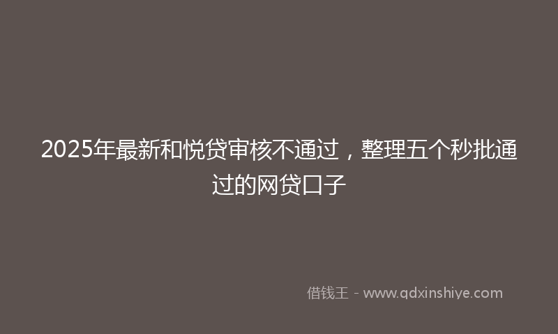 2025年最新和悦贷审核不通过，整理五个秒批通过的网贷口子