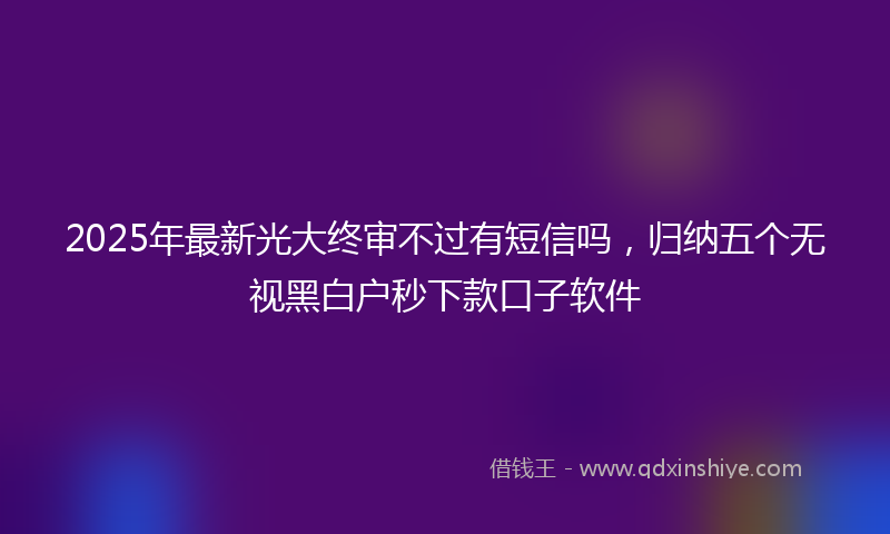 2025年最新光大终审不过有短信吗，归纳五个无视黑白户秒下款口子软件