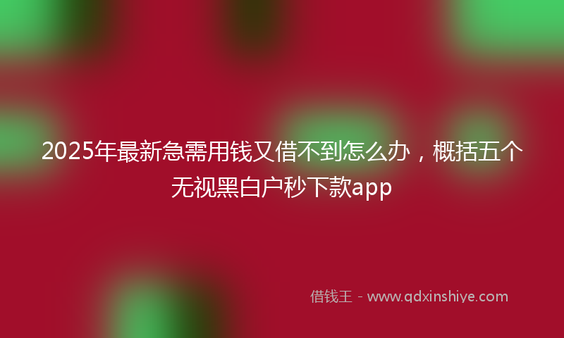 2025年最新急需用钱又借不到怎么办，概括五个无视黑白户秒下款app