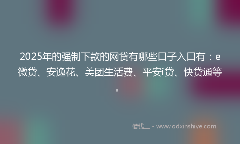 2025年的强制下款的网贷有哪些口子入口有：e微贷、安逸花、美团生活费、平安i贷、快贷通等。