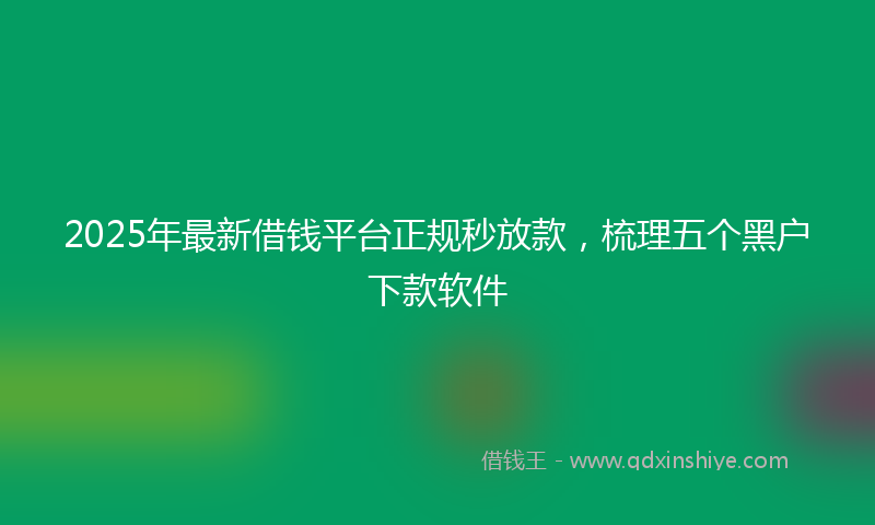 2025年最新借钱平台正规秒放款，梳理五个黑户下款软件